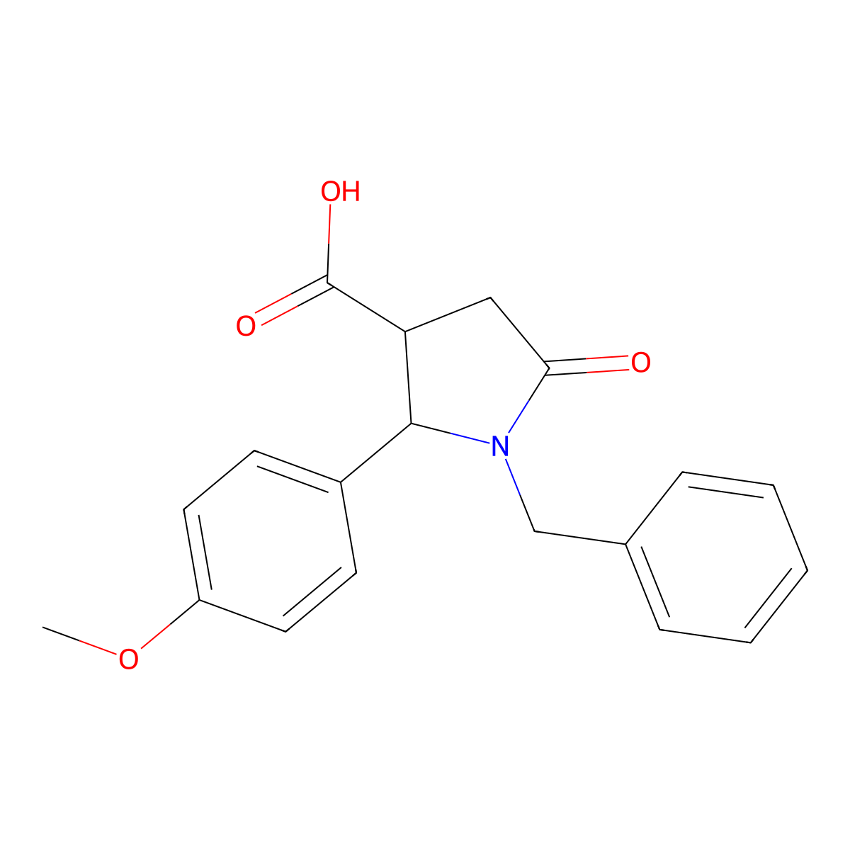 1-Benzyl-2-(4-methoxyphenyl)-5-oxopyrrolidine-3-carboxylic acid molecular structure, CAS 462068-88-8