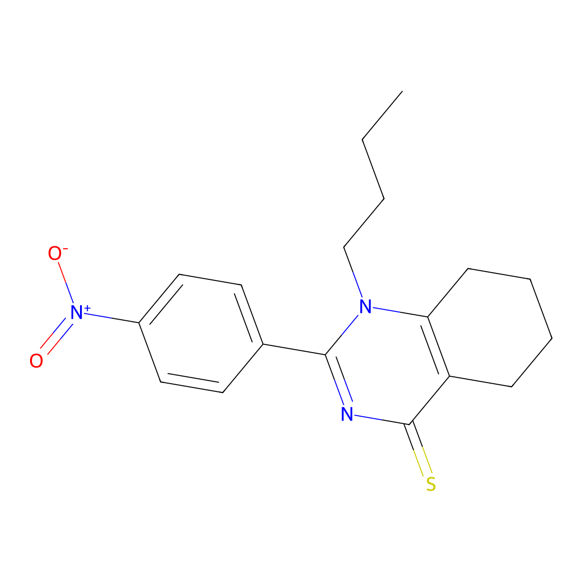 1-Butyl-2-(4-nitrophenyl)-5,6,7,8-tetrahydroquinazoline-4-thione molecular structure, CAS 462069-10-9