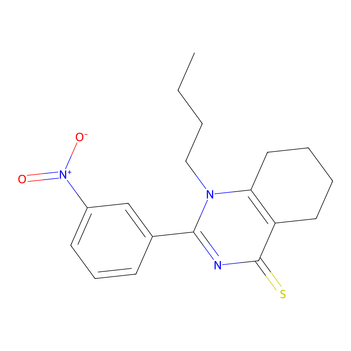 1-Butyl-2-(3-nitrophenyl)-5,6,7,8-tetrahydroquinazoline-4-thione molecular structure, CAS 462069-11-0