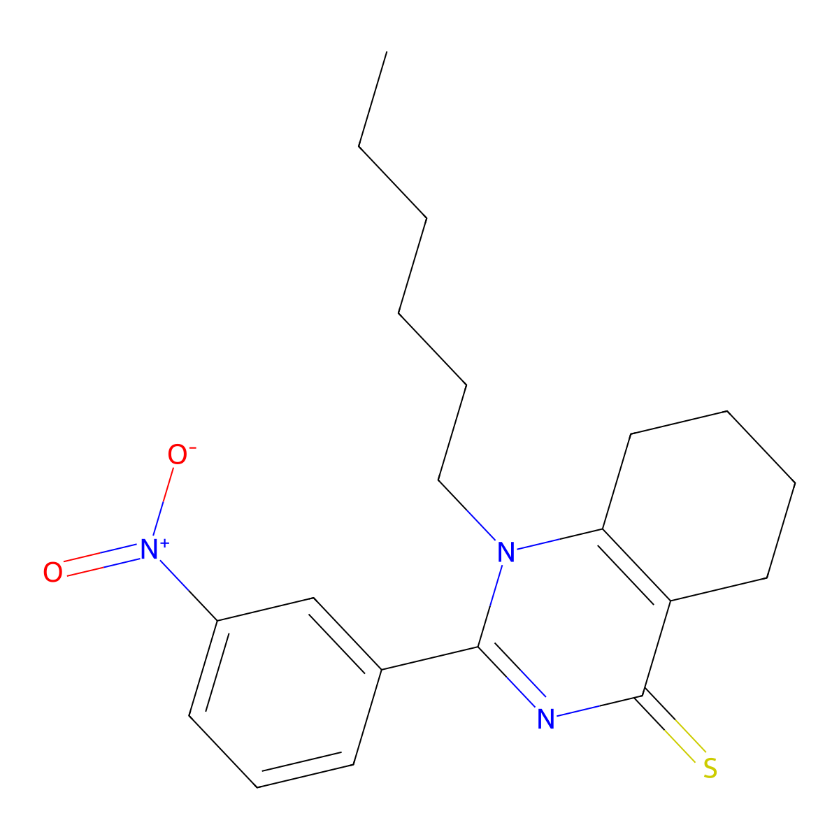 1-Hexyl-2-(3-nitrophenyl)-5,6,7,8-tetrahydroquinazoline-4-thione molecular structure, CAS 462069-15-4