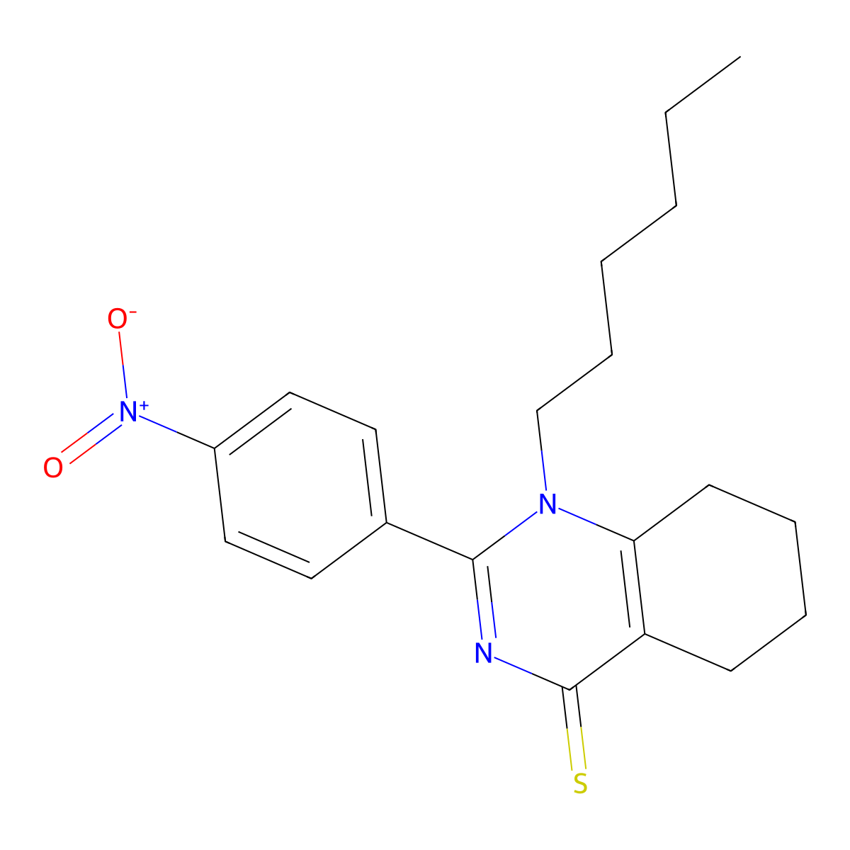 1-hexyl-2-(4-nitrophenyl)-5,6,7,8-tetrahydroquinazoline-4(1H)-thione molecular structure, CAS 462069-16-5