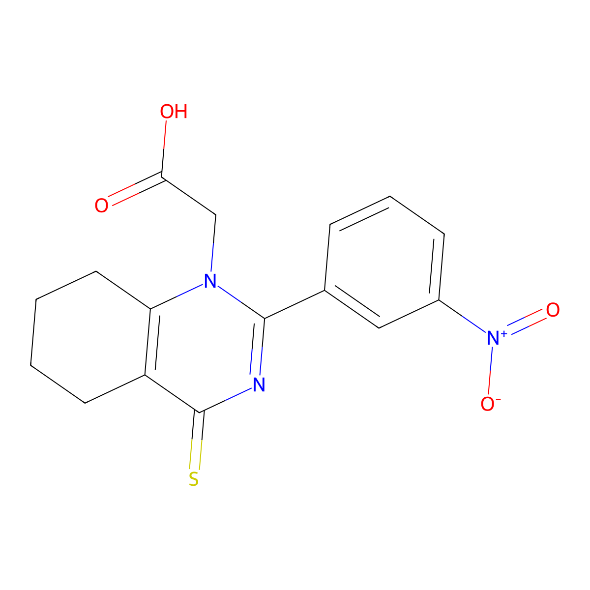 2-[2-(3-nitrophenyl)-4-sulfanylidene-5,6,7,8-tetrahydroquinazolin-1-yl]acetic Acid molecular structure, CAS 462069-18-7