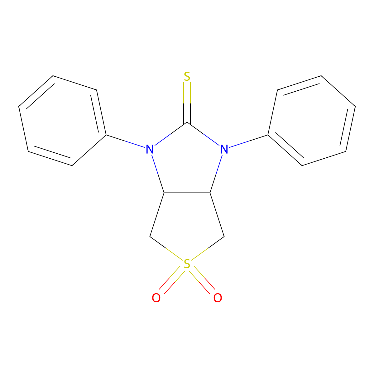 1,3-diphenyltetrahydro-1H-thieno[3,4-d]imidazole-2(3H)-thione 5,5-dioxide molecular structure, CAS 462069-21-2