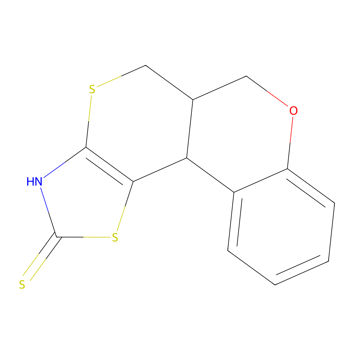 5,5a,6,11b-tetrahydrochromeno[4',3':4,5]thiopyrano[2,3-d]thiazole-2(3H)-thione molecular structure, CAS 462069-49-4