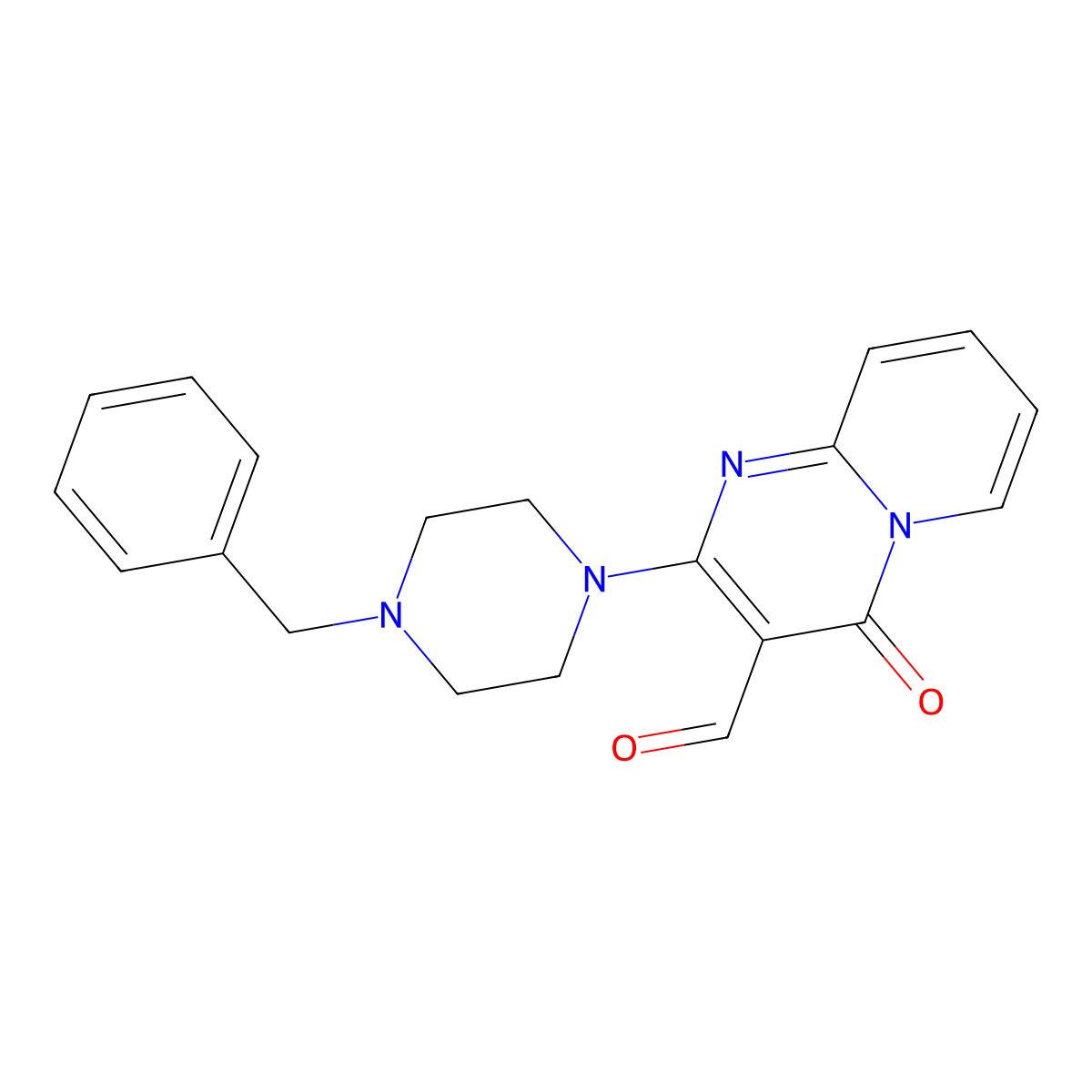 2-(4-benzylpiperazin-1-yl)-4-oxo-4H-pyrido[1,2-a]pyrimidine-3-carbaldehyde molecular structure, CAS 462069-53-0