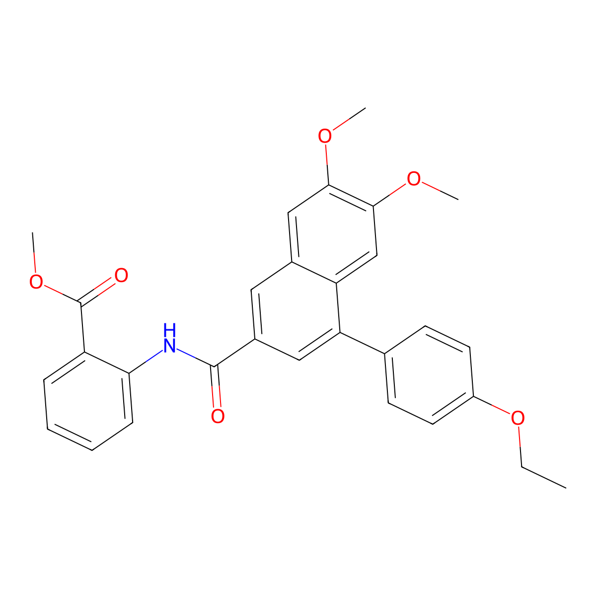Methyl 2-({[4-(4-ethoxyphenyl)-6,7-dimethoxynaphthalen-2-yl]carbonyl}amino)benzoate molecular structure, CAS 462069-55-2