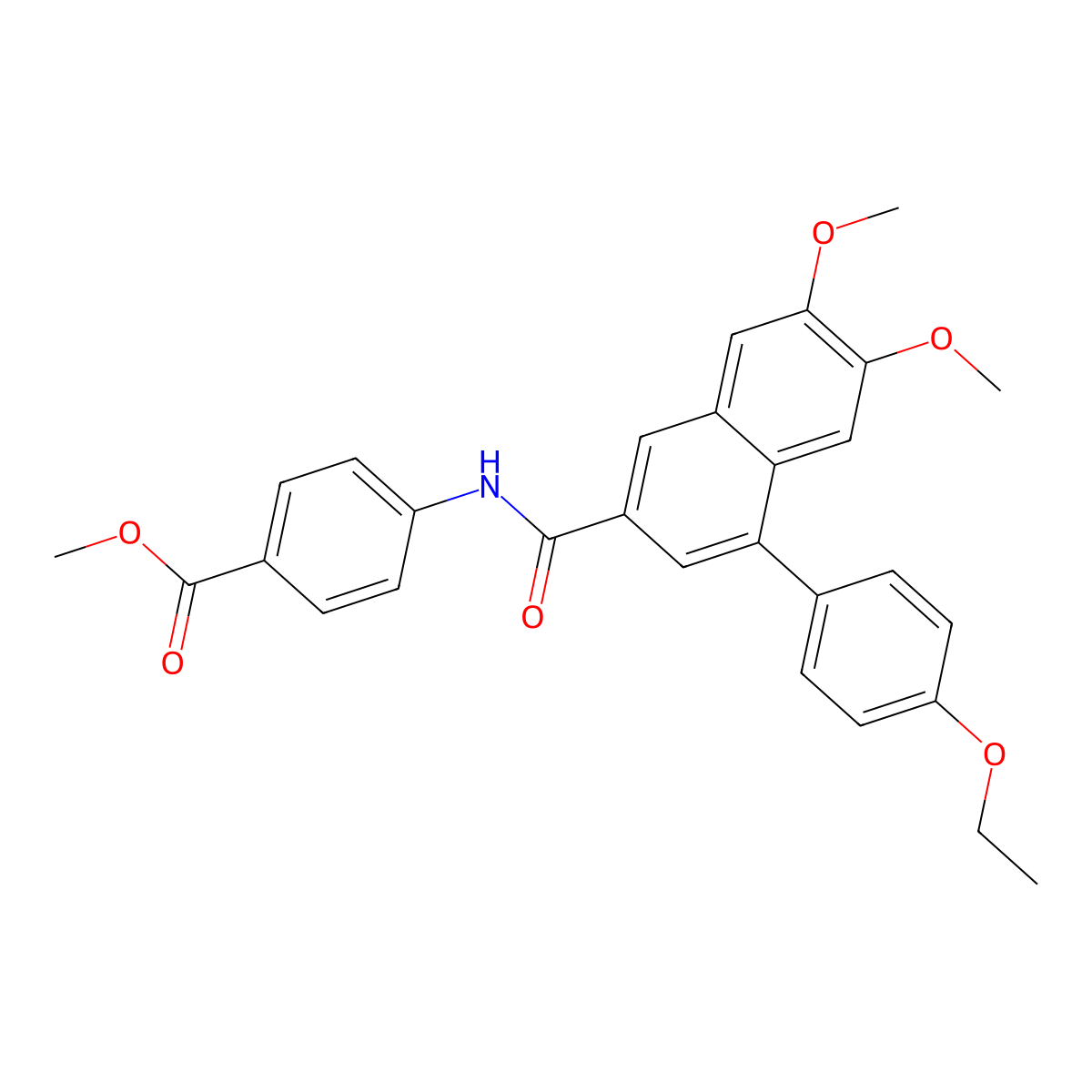 Methyl 4-({[4-(4-ethoxyphenyl)-6,7-dimethoxy-2-naphthyl]carbonyl}amino)benzoate molecular structure, CAS 462069-56-3