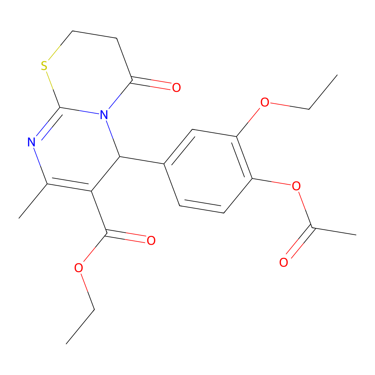 ethyl 6-[4-(acetyloxy)-3-ethoxyphenyl]-8-methyl-4-oxo-3,4-dihydro-2H,6H-pyrimido[2,1-b][1,3]thiazine-7-carboxylate molecular structure, CAS 462069-60-9