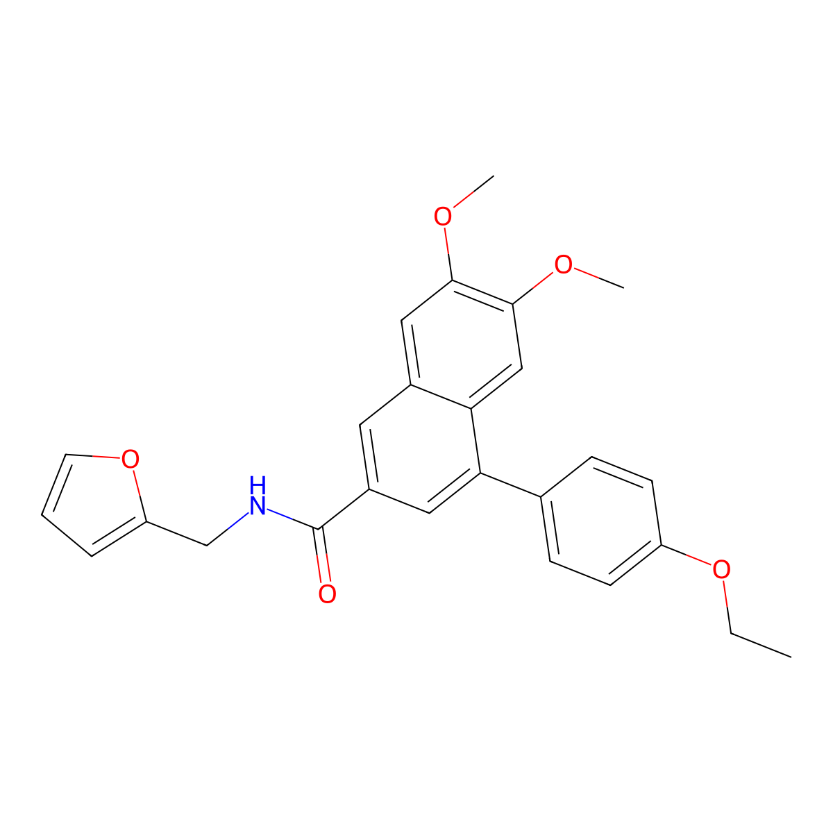 4-(4-ethoxyphenyl)-N-(furan-2-ylmethyl)-6,7-dimethoxynaphthalene-2-carboxamide molecular structure, CAS 462069-63-2