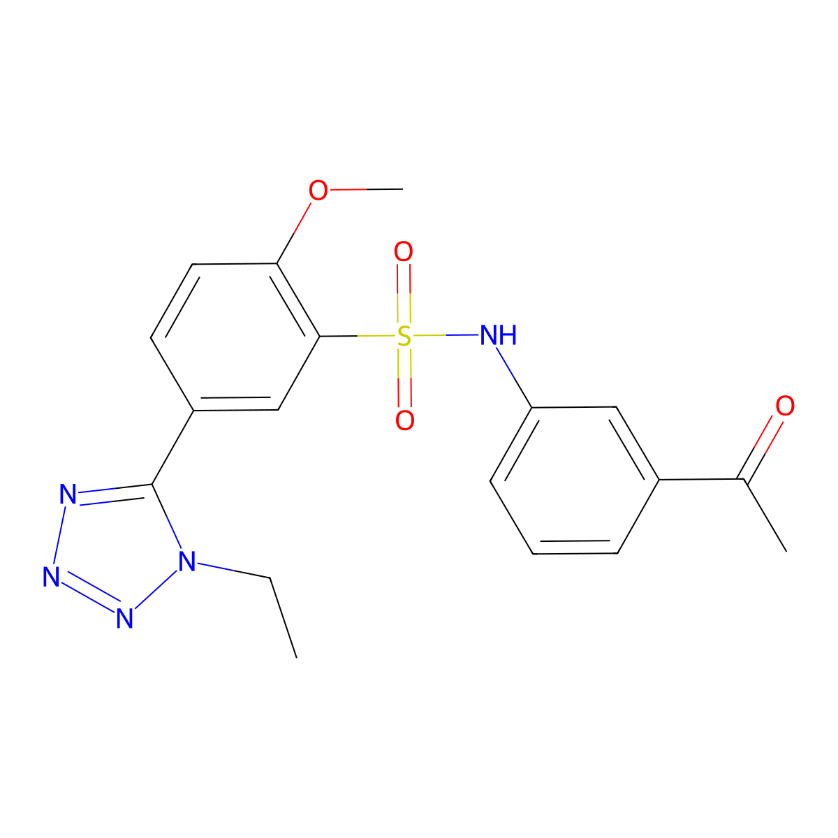 N-(3-acetylphenyl)-5-(1-ethyl-1H-tetrazol-5-yl)-2-methoxybenzenesulfonamide molecular structure, CAS 462069-67-6
