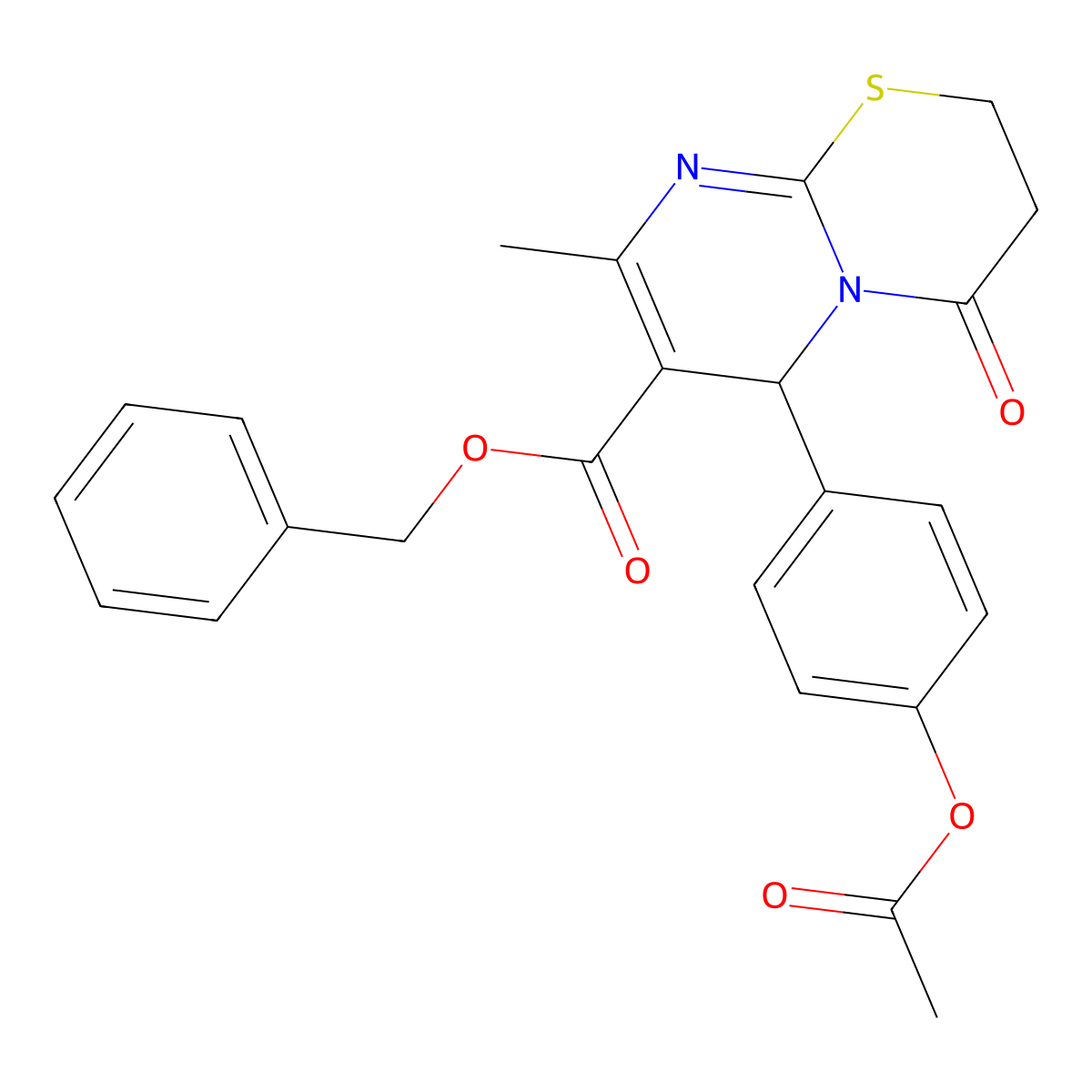 benzyl 6-[4-(acetyloxy)phenyl]-8-methyl-4-oxo-3,4-dihydro-2H,6H-pyrimido[2,1-b][1,3]thiazine-7-carboxylate molecular structure, CAS 462069-68-7