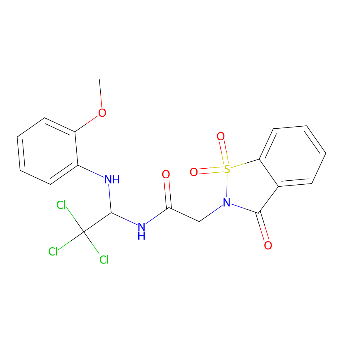 2-(1,1-dioxido-3-oxo-1,2-benzothiazol-2(3H)-yl)-N-{2,2,2-trichloro-1-[(2-methoxyphenyl)amino]ethyl}acetamide molecular structure, CAS 462069-85-8
