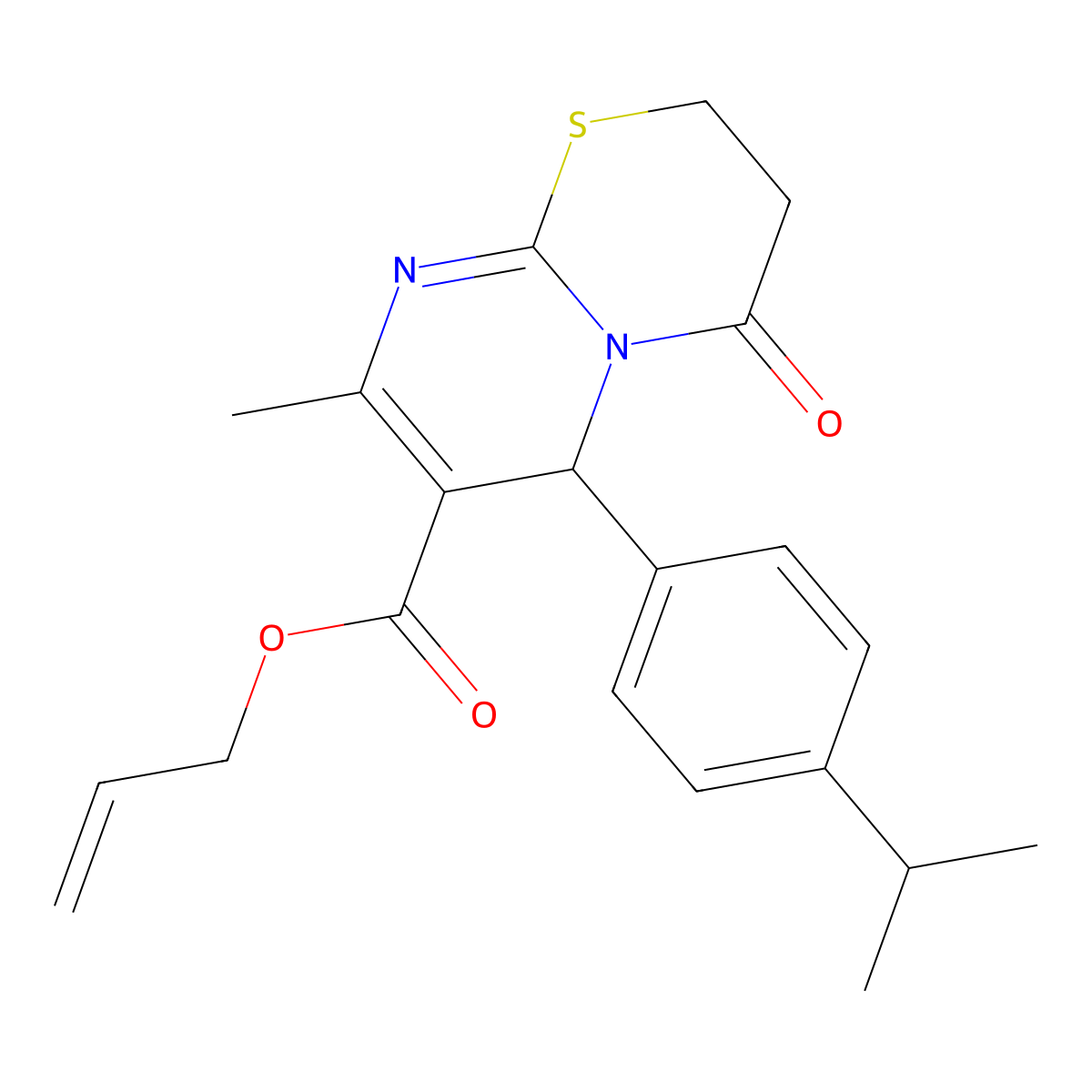 allyl 6-(4-isopropylphenyl)-8-methyl-4-oxo-3,4-dihydro-2H,6H-pyrimido[2,1-b][1,3]thiazine-7-carboxylate molecular structure, CAS 462069-87-0