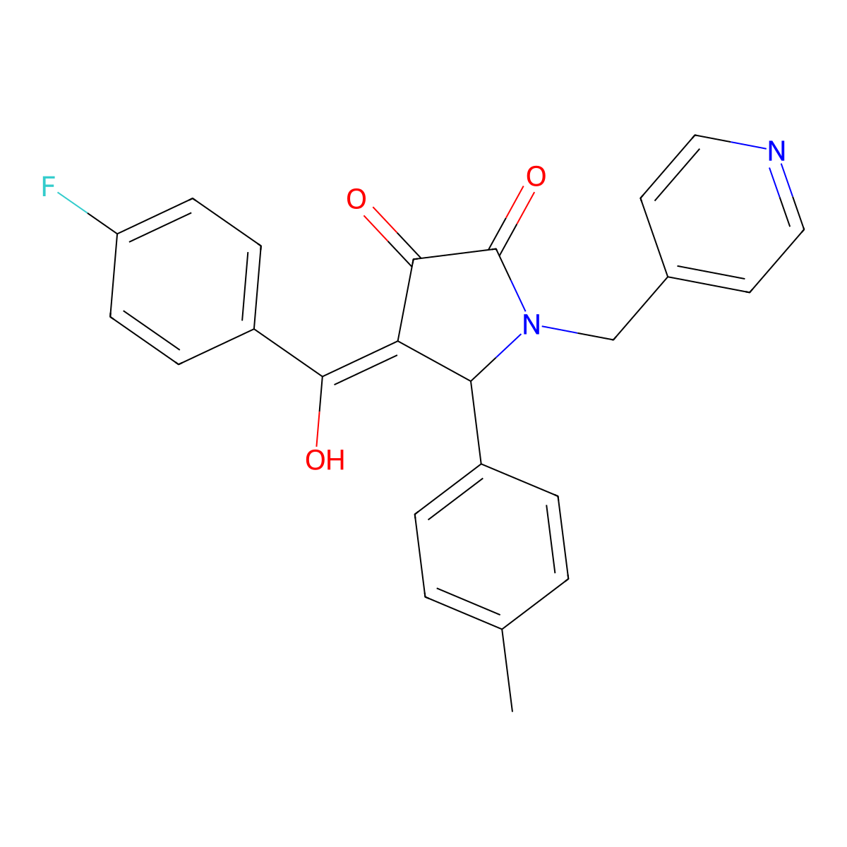 4-(4-fluorobenzoyl)-3-hydroxy-5-(4-methylphenyl)-1-[(pyridin-4-yl)methyl]-2,5-dihydro-1H-pyrrol-2-one molecular structure, CAS 462069-91-6