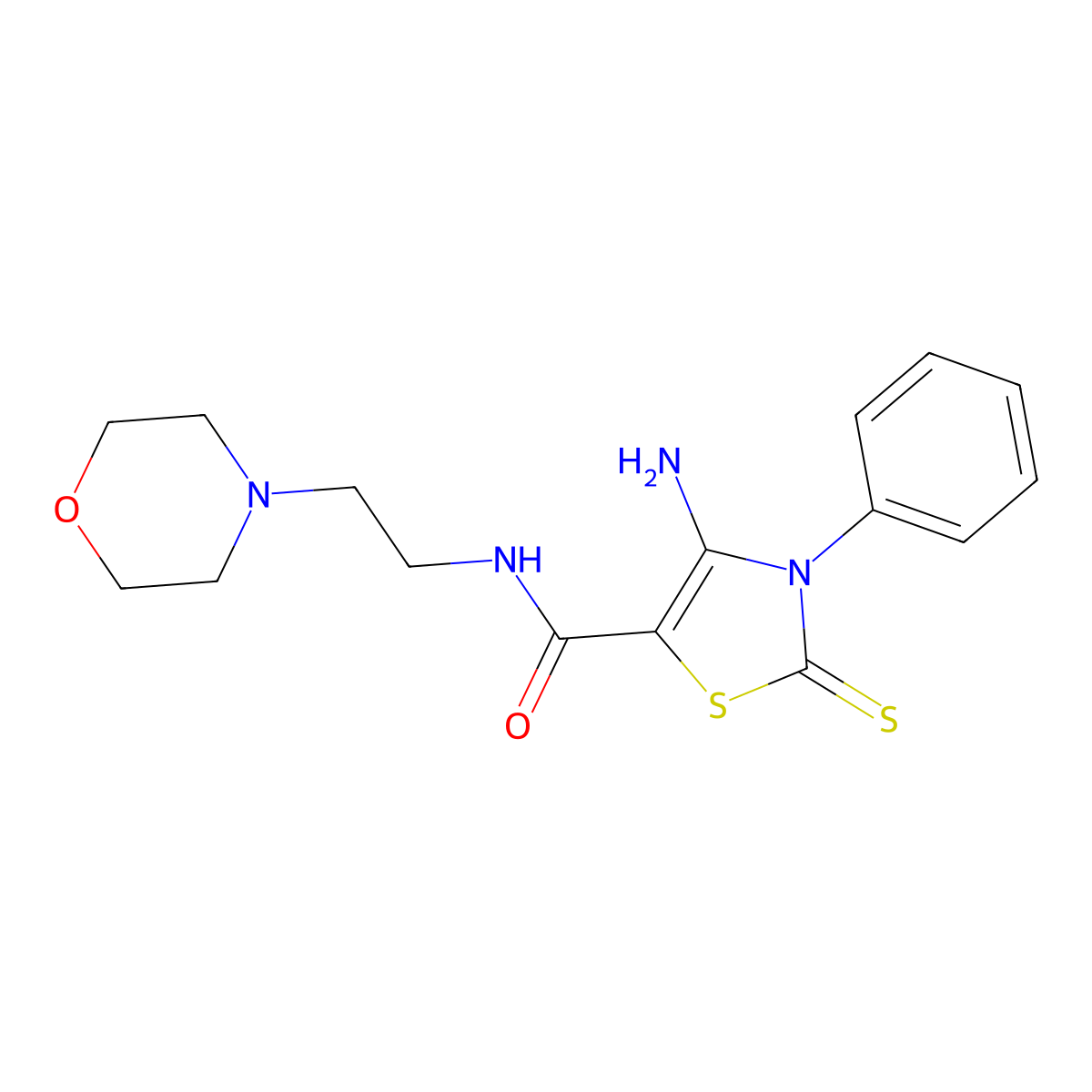 4-amino-N-[2-(morpholin-4-yl)ethyl]-3-phenyl-2-thioxo-2,3-dihydro-1,3-thiazole-5-carboxamide molecular structure, CAS 462069-93-8