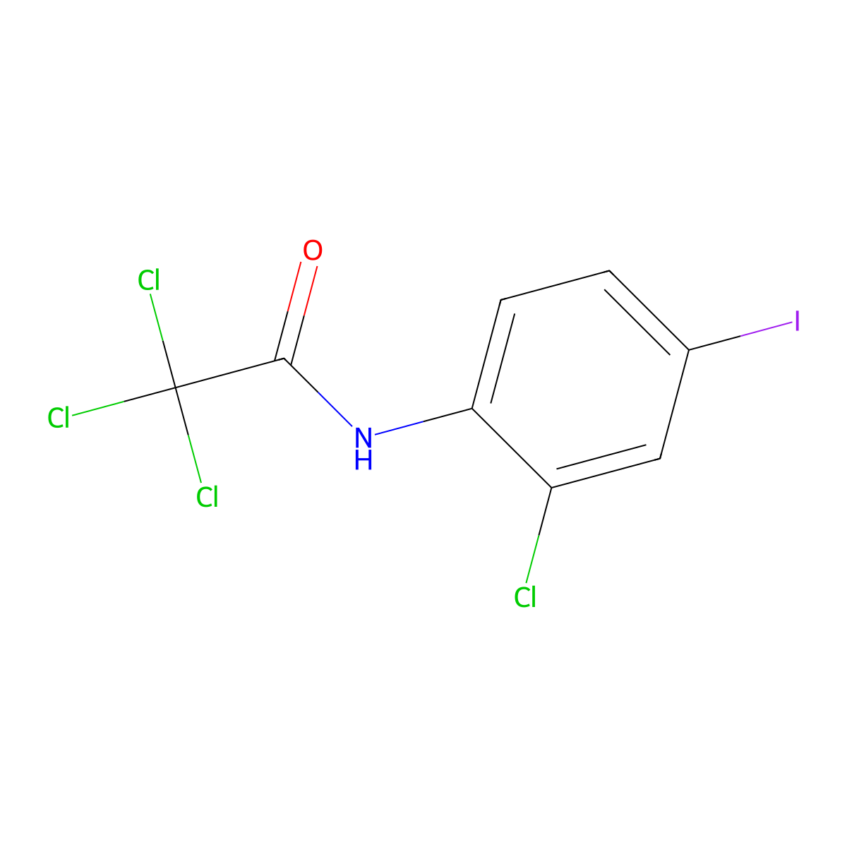 2,2,2-trichloro-N-(2-chloro-4-iodophenyl)acetamide molecular structure, CAS 462072-76-0