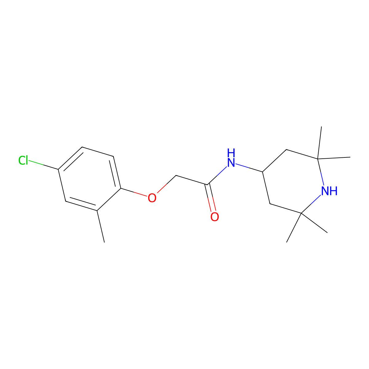 2-(4-chloro-2-methylphenoxy)-N-(2,2,6,6-tetramethylpiperidin-4-yl)acetamide molecular structure, CAS 462074-28-8