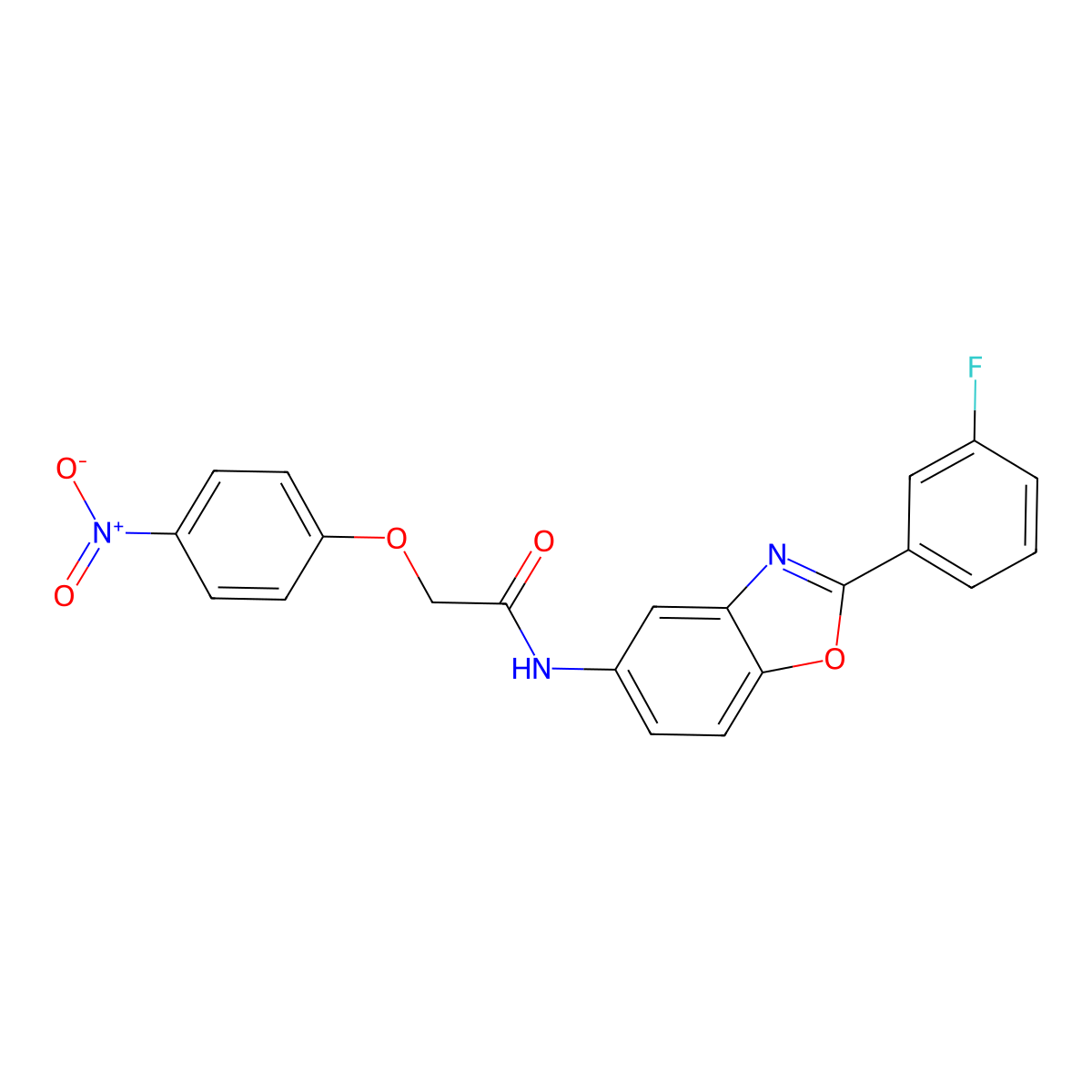 N-[2-(3-fluorophenyl)-1,3-benzoxazol-5-yl]-2-(4-nitrophenoxy)acetamide molecular structure, CAS 462074-90-4