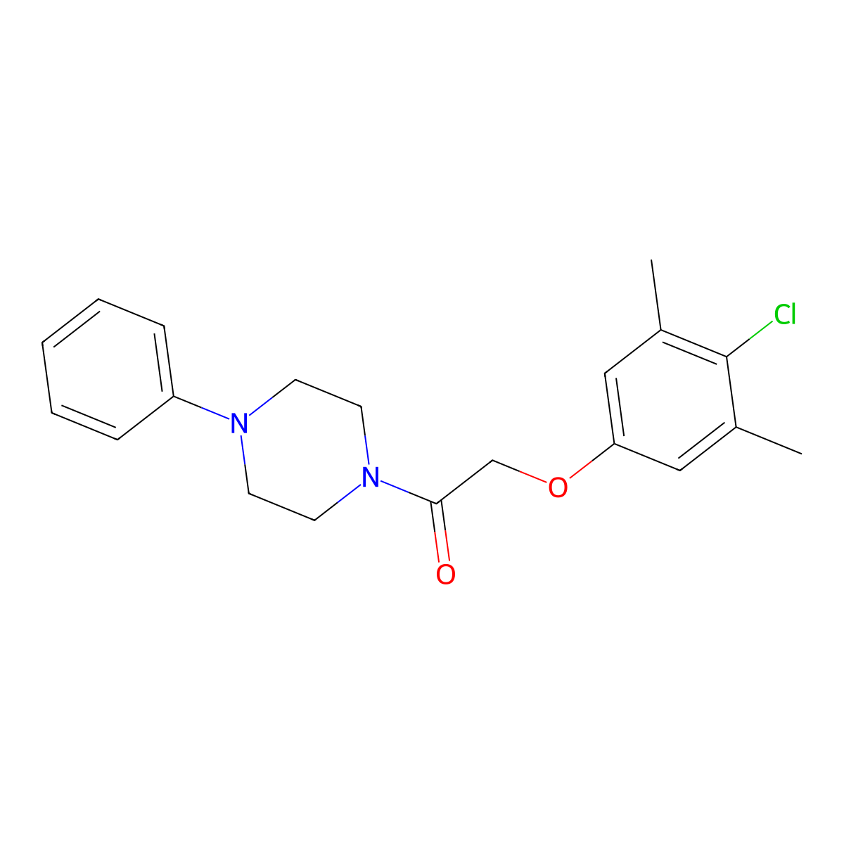 2-(4-Chloro-3,5-dimethylphenoxy)-1-(4-phenylpiperazin-1-yl)ethanone molecular structure, CAS 462075-35-0