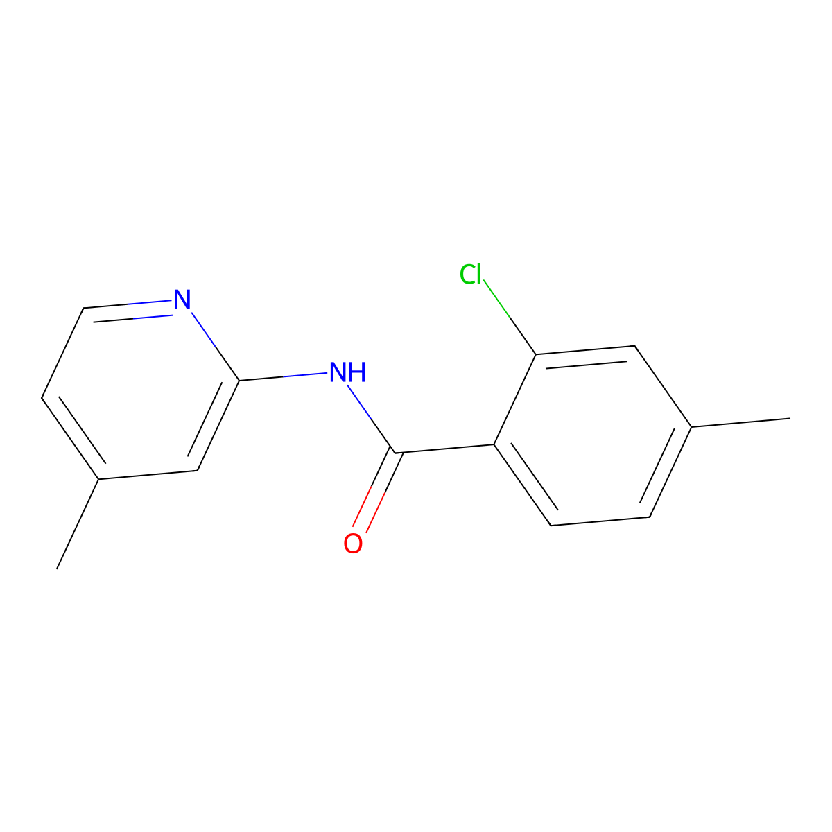 2-chloro-4-methyl-N-(4-methylpyridin-2-yl)benzamide molecular structure, CAS 462075-74-7