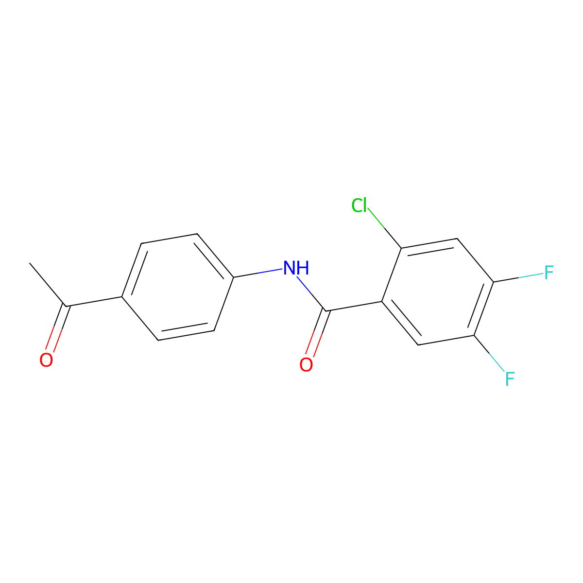 N-(4-acetylphenyl)-2-chloro-4,5-difluorobenzamide molecular structure, CAS 462076-91-1