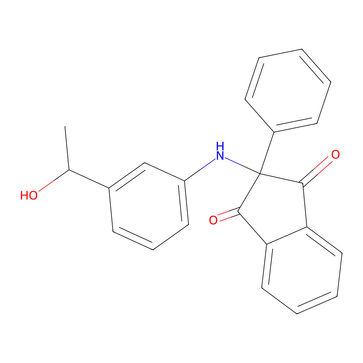 2-[3-(1-Hydroxyethyl)anilino]-2-phenylindene-1,3-dione molecular structure, CAS 462077-34-5