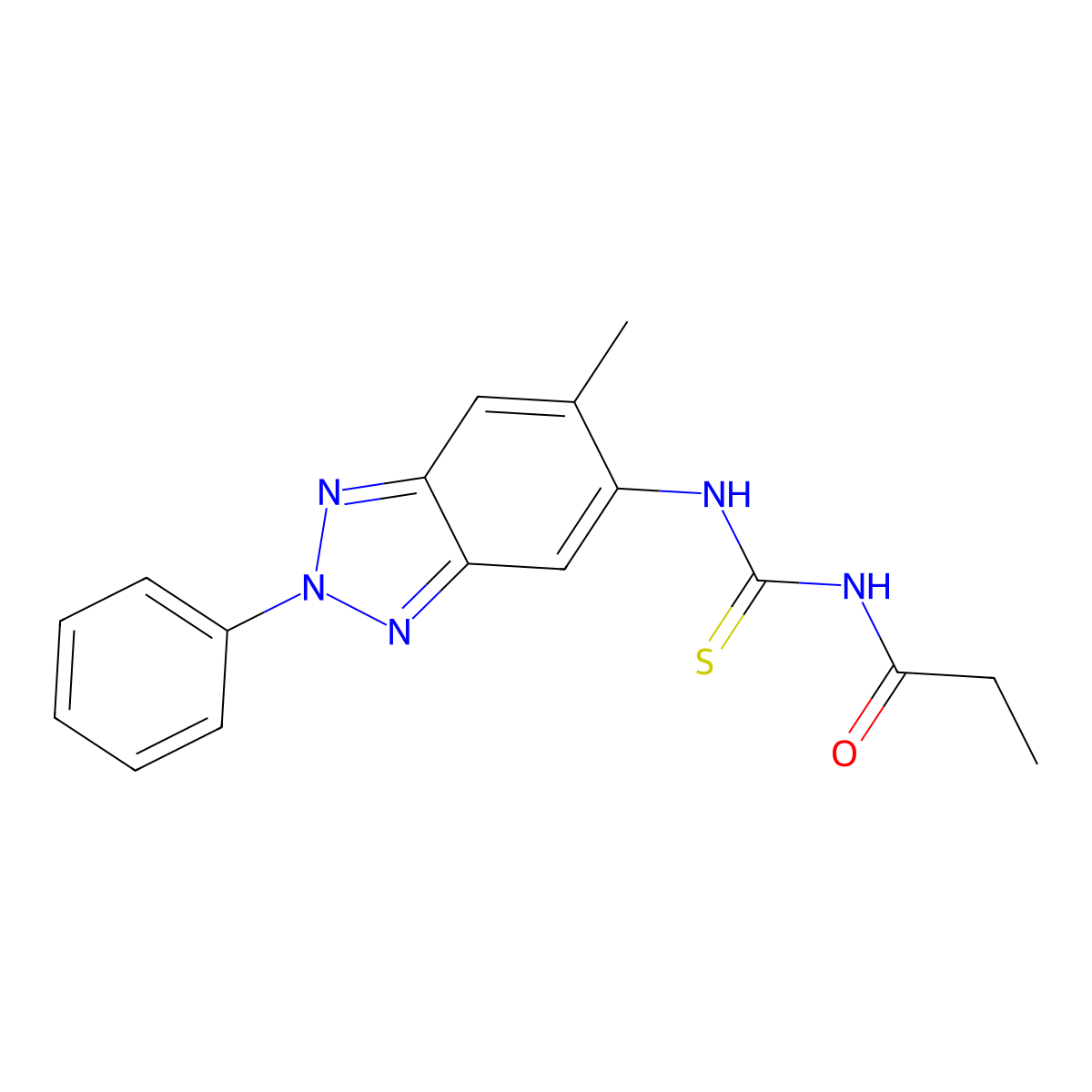 N-[(6-methyl-2-phenylbenzotriazol-5-yl)carbamothioyl]propanamide molecular structure, CAS 462077-52-7