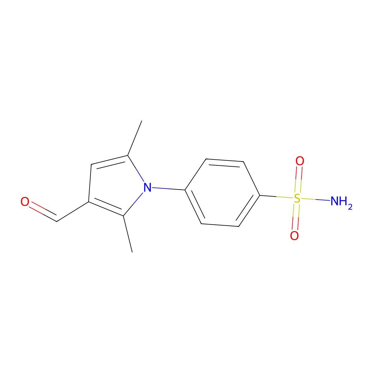 4-(3-formyl-2,5-dimethyl-1H-pyrrol-1-yl)benzenesulfonamide molecular structure, CAS 462078-24-6