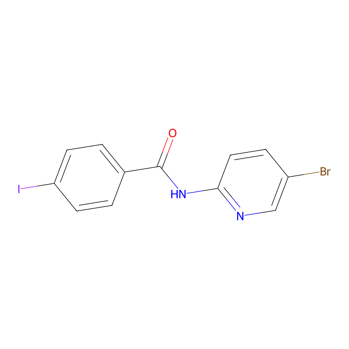 N-(5-bromopyridin-2-yl)-4-iodobenzamide molecular structure, CAS 462078-34-8