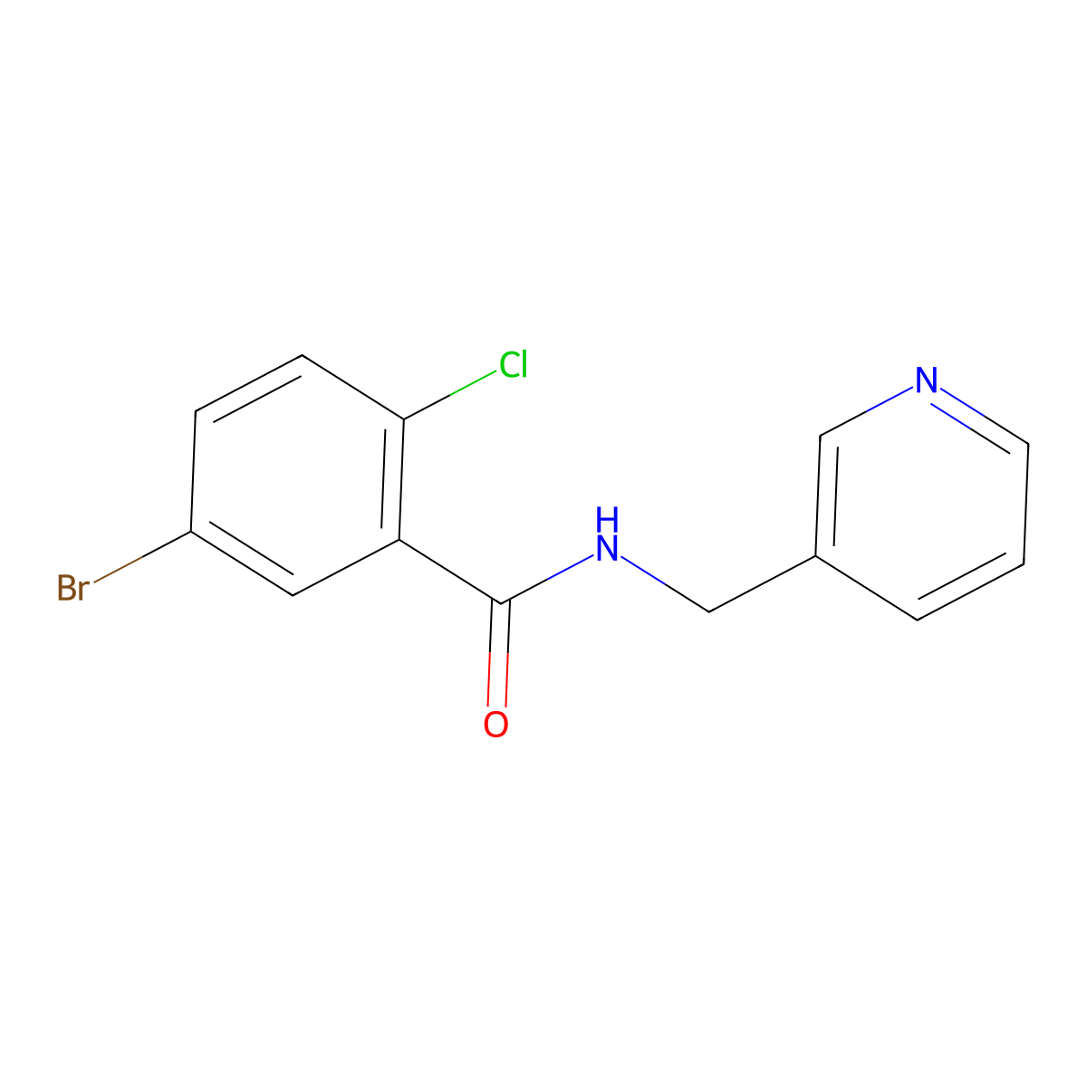 5-bromo-2-chloro-N-(pyridin-3-ylmethyl)benzamide molecular structure, CAS 462080-02-0