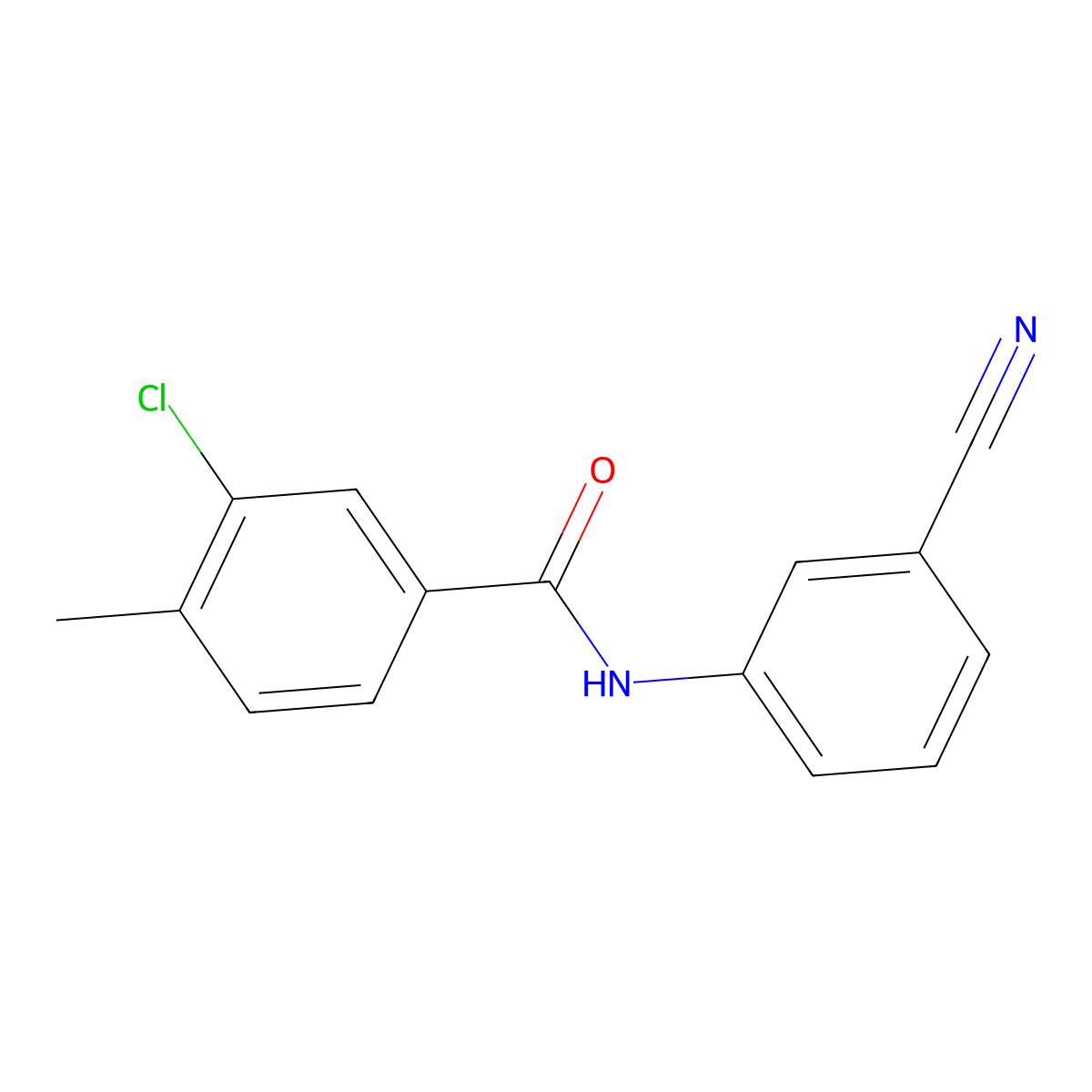 3-chloro-N-(3-cyanophenyl)-4-methylbenzamide molecular structure, CAS 462080-26-8