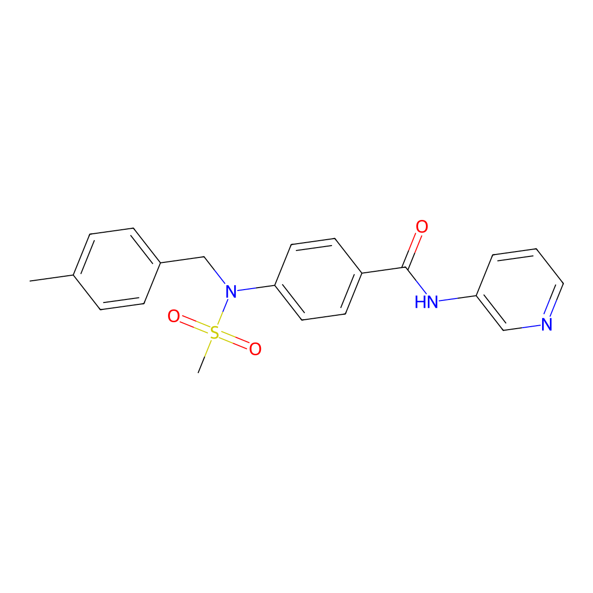 4-[(4-methylbenzyl)(methylsulfonyl)amino]-N-(pyridin-3-yl)benzamide molecular structure, CAS 462081-35-2