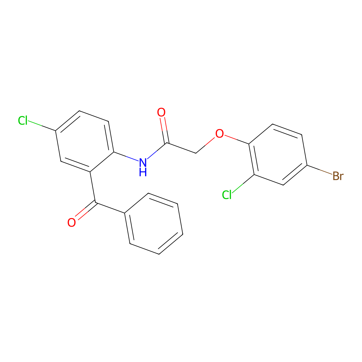 N-(2-benzoyl-4-chlorophenyl)-2-(4-bromo-2-chlorophenoxy)acetamide molecular structure, CAS 462082-76-4