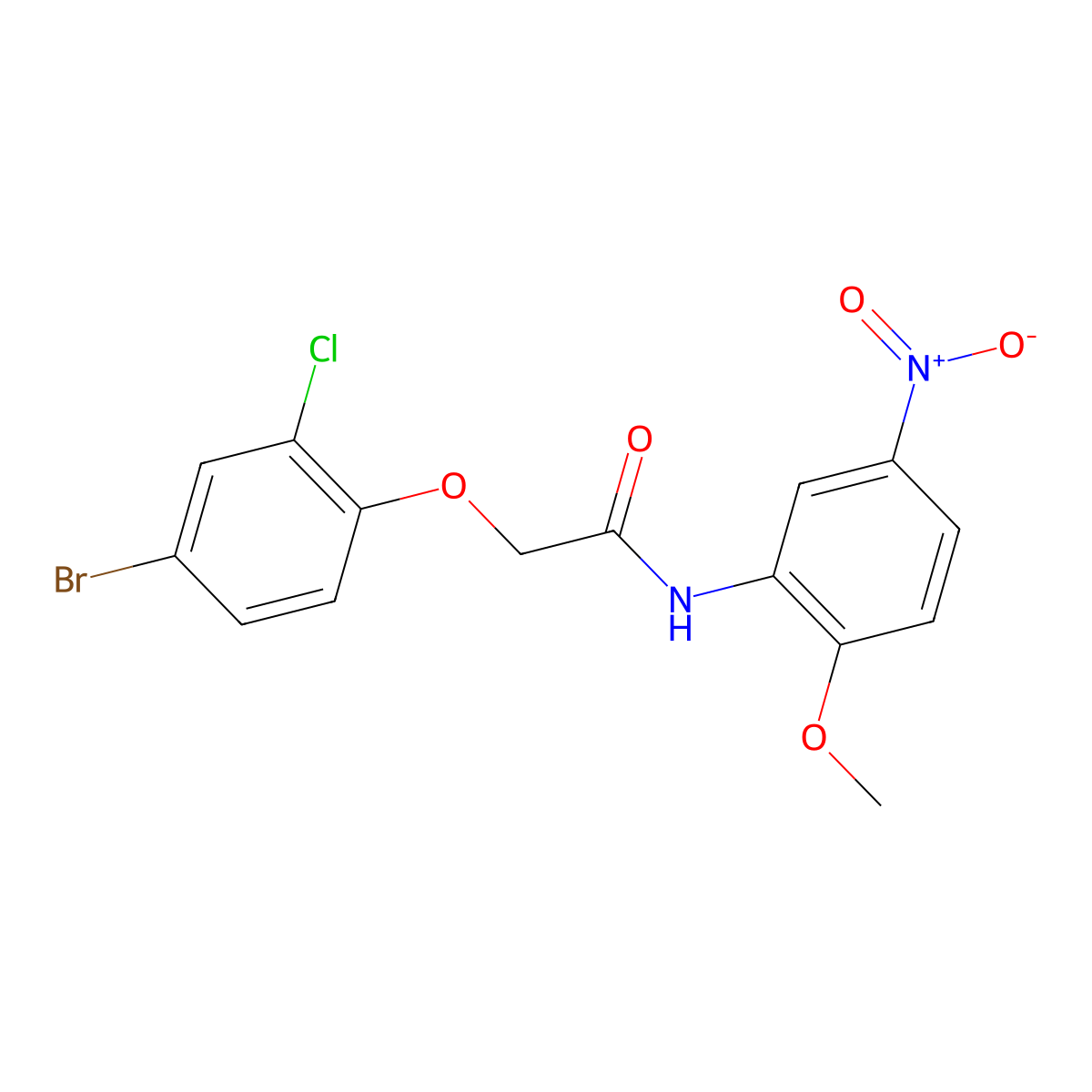 2-(4-bromo-2-chlorophenoxy)-N-(2-methoxy-5-nitrophenyl)acetamide molecular structure, CAS 462083-34-7