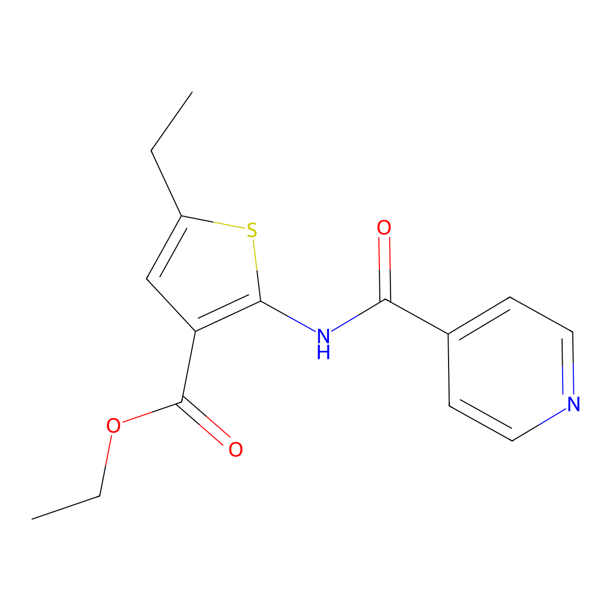 Ethyl 5-ethyl-2-(isonicotinamido)thiophene-3-carboxylate molecular structure, CAS 462083-57-4
