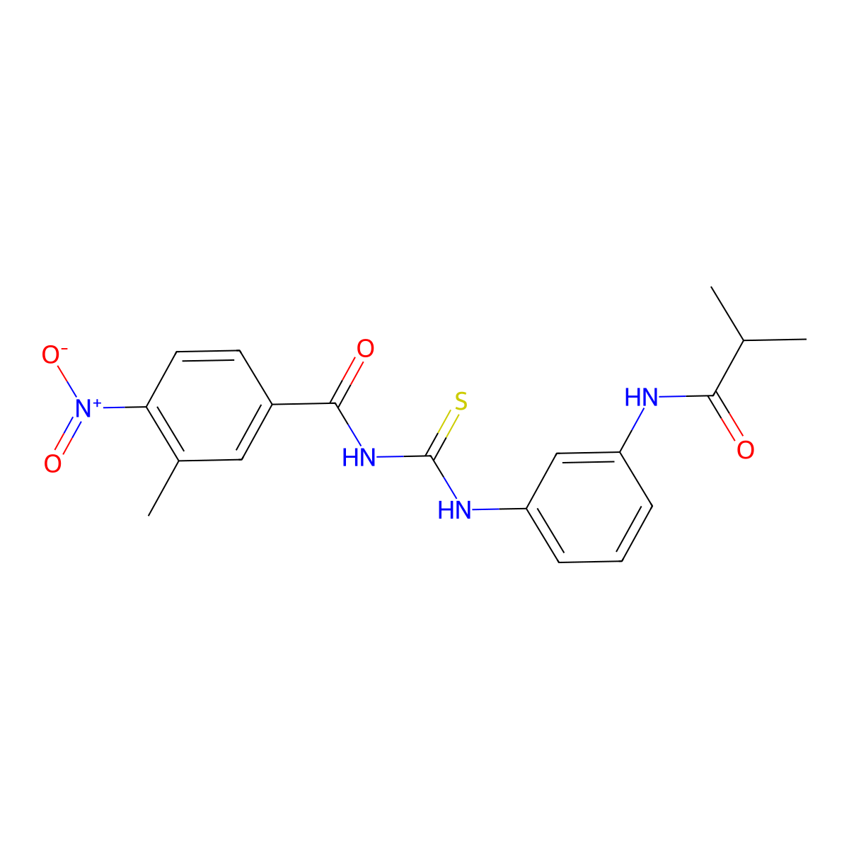 3-methyl-N-({3-[(2-methylpropanoyl)amino]phenyl}carbamothioyl)-4-nitrobenzamide molecular structure, CAS 462083-74-5