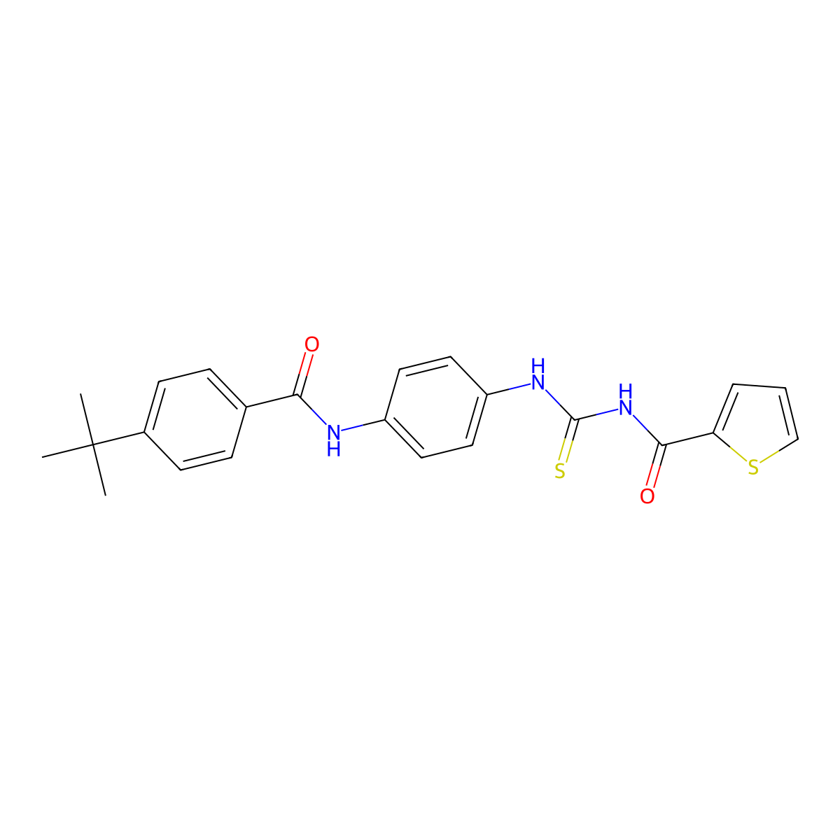 N-[[4-[(4-tert-butylbenzoyl)amino]phenyl]carbamothioyl]thiophene-2-carboxamide molecular structure, CAS 462084-09-9