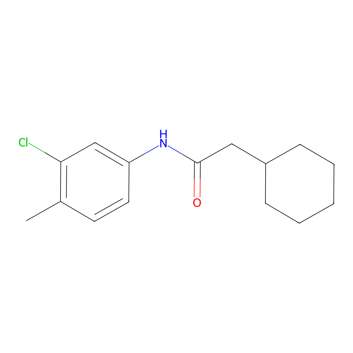N-(3-chloro-4-methylphenyl)-2-cyclohexylacetamide molecular structure, CAS 462084-25-9