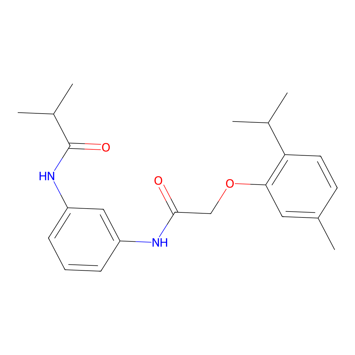 2-methyl-N-[3-[[2-(5-methyl-2-propan-2-ylphenoxy)acetyl]amino]phenyl]propanamide molecular structure, CAS 462084-51-1