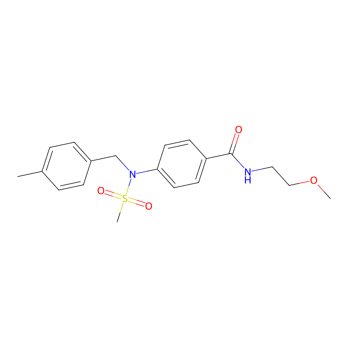 N-(2-methoxyethyl)-4-[(4-methylbenzyl)(methylsulfonyl)amino]benzamide molecular structure, CAS 462084-99-7