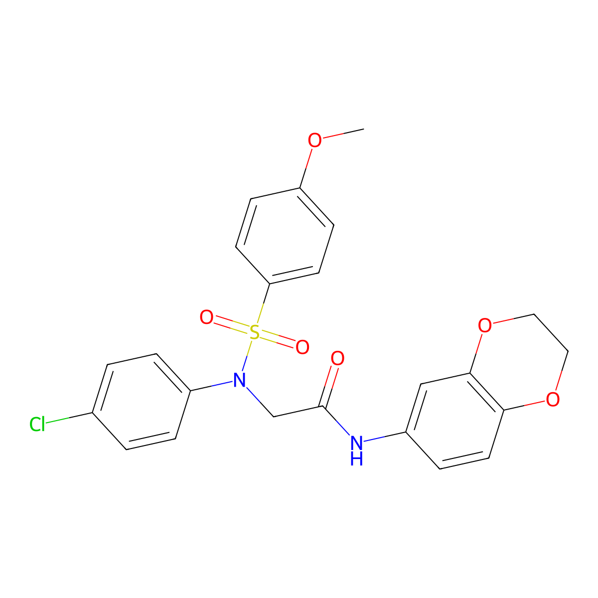 2-(4-chloro-N-(4-methoxyphenyl)sulfonylanilino)-N-(2,3-dihydro-1,4-benzodioxin-6-yl)acetamide molecular structure, CAS 462085-01-4
