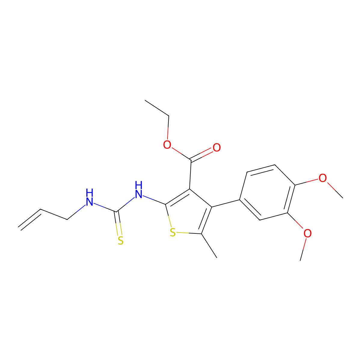 Ethyl 4-(3,4-dimethoxyphenyl)-5-methyl-2-(prop-2-enylcarbamothioylamino)thiophene-3-carboxylate molecular structure, CAS 462085-08-1