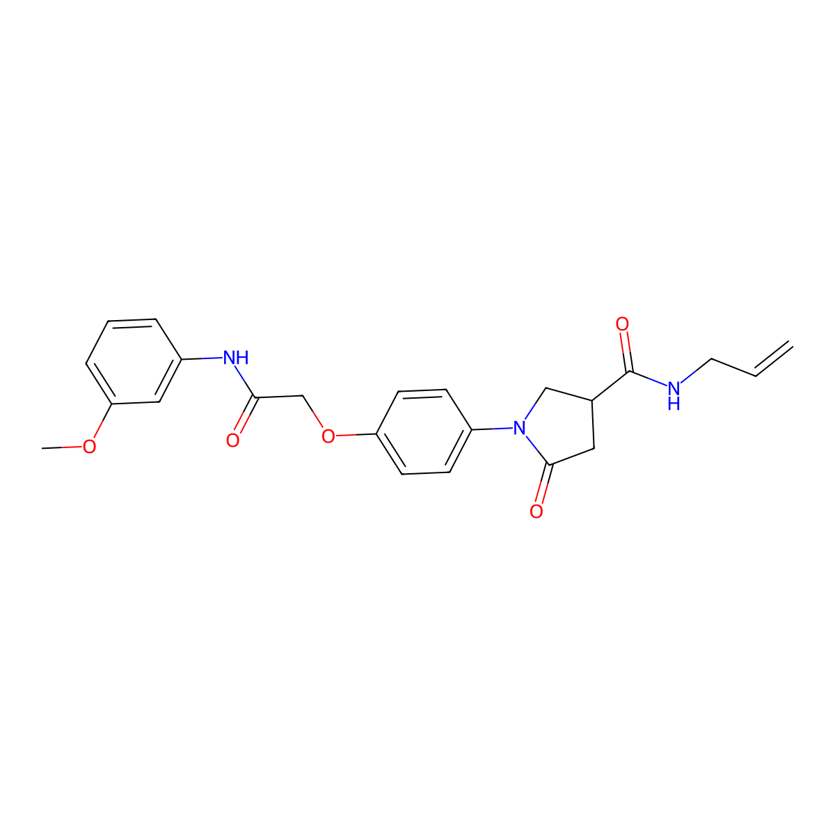 N-allyl-1-(4-{2-[(3-methoxyphenyl)amino]-2-oxoethoxy}phenyl)-5-oxo-3-pyrrolidinecarboxamide molecular structure, CAS 462085-48-9