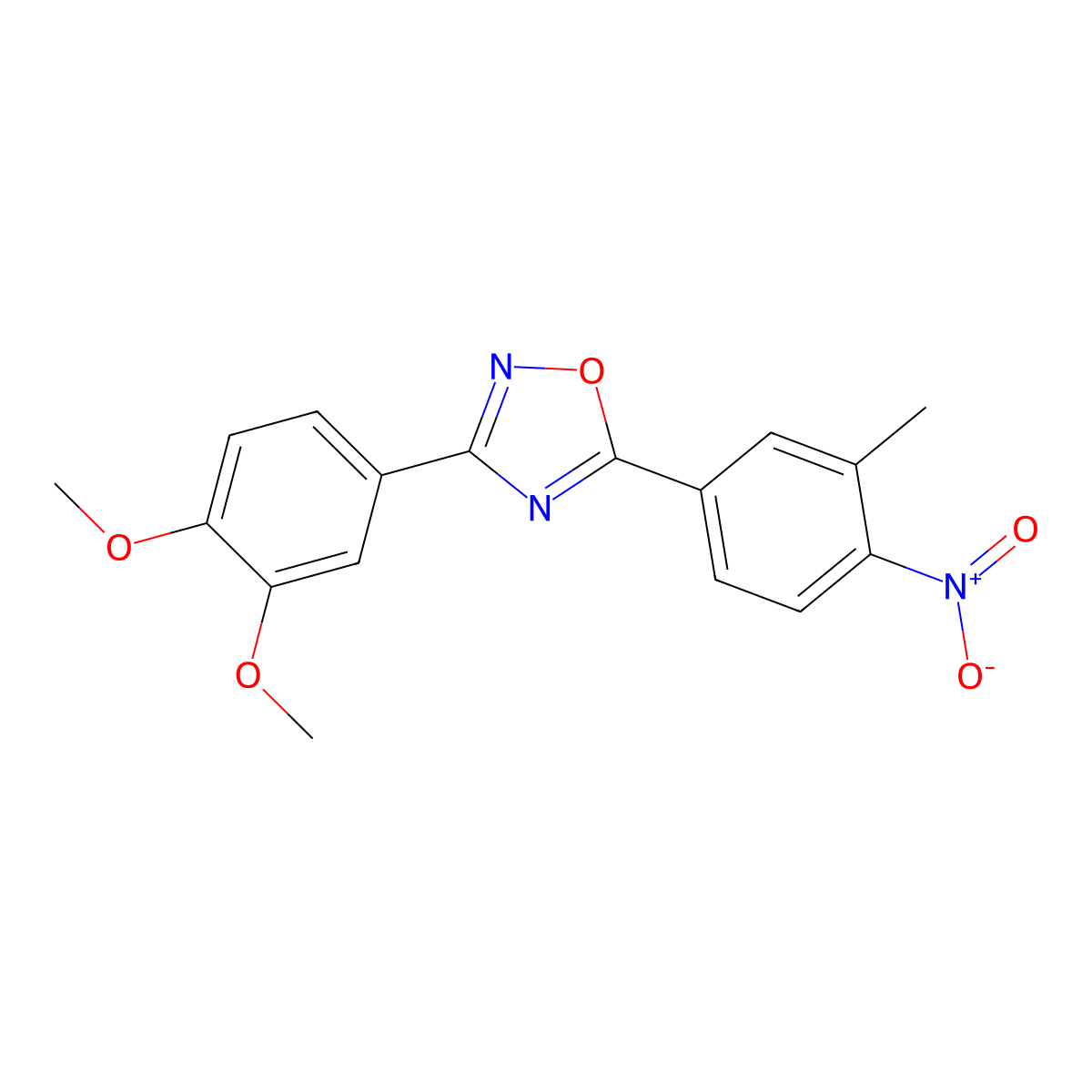 3-(3,4-Dimethoxyphenyl)-5-(3-methyl-4-nitrophenyl)-1,2,4-oxadiazole molecular structure, CAS 462085-54-7