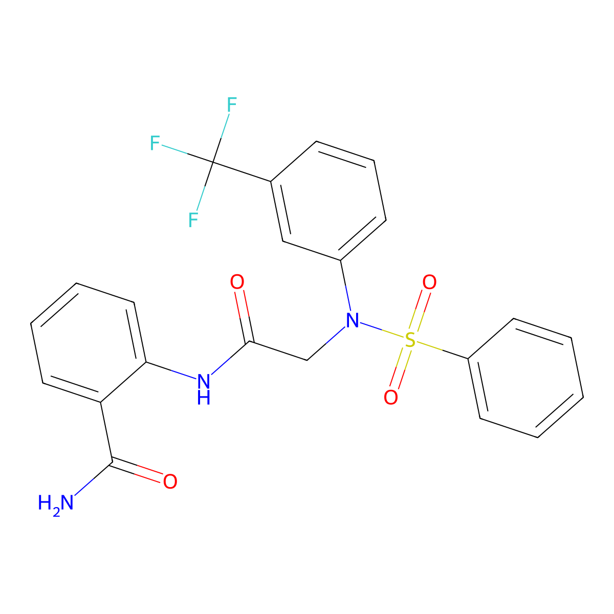 2-[[2-[N-(benzenesulfonyl)-3-(trifluoromethyl)anilino]acetyl]amino]benzamide molecular structure, CAS 462086-15-3