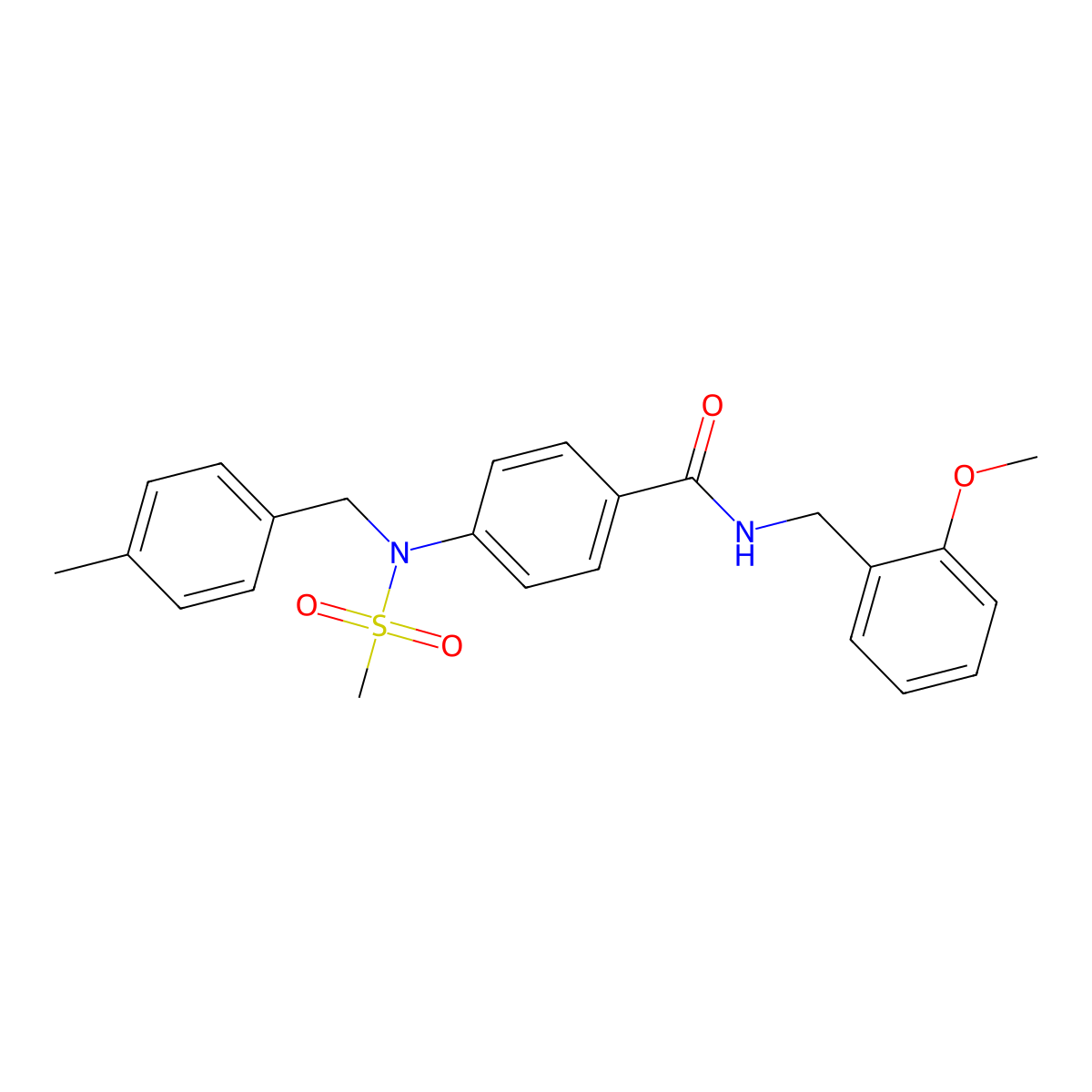 N-(2-methoxybenzyl)-4-[(4-methylbenzyl)(methylsulfonyl)amino]benzamide molecular structure, CAS 462087-86-1