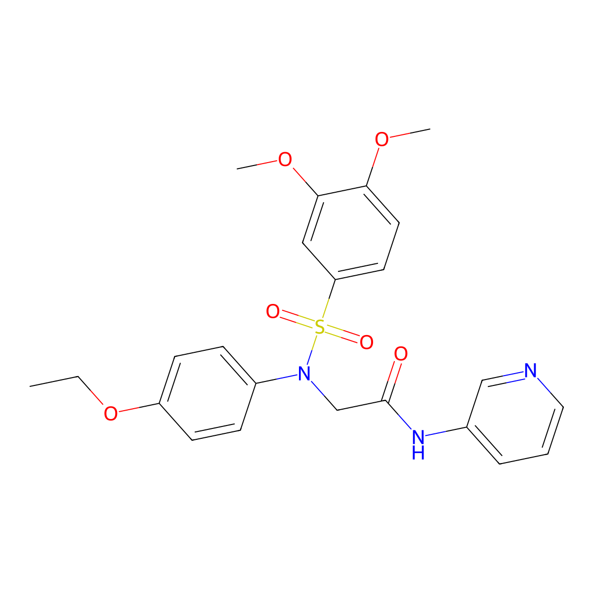 2-(N-(3,4-dimethoxyphenyl)sulfonyl-4-ethoxyanilino)-N-pyridin-3-ylacetamide molecular structure, CAS 462087-96-3