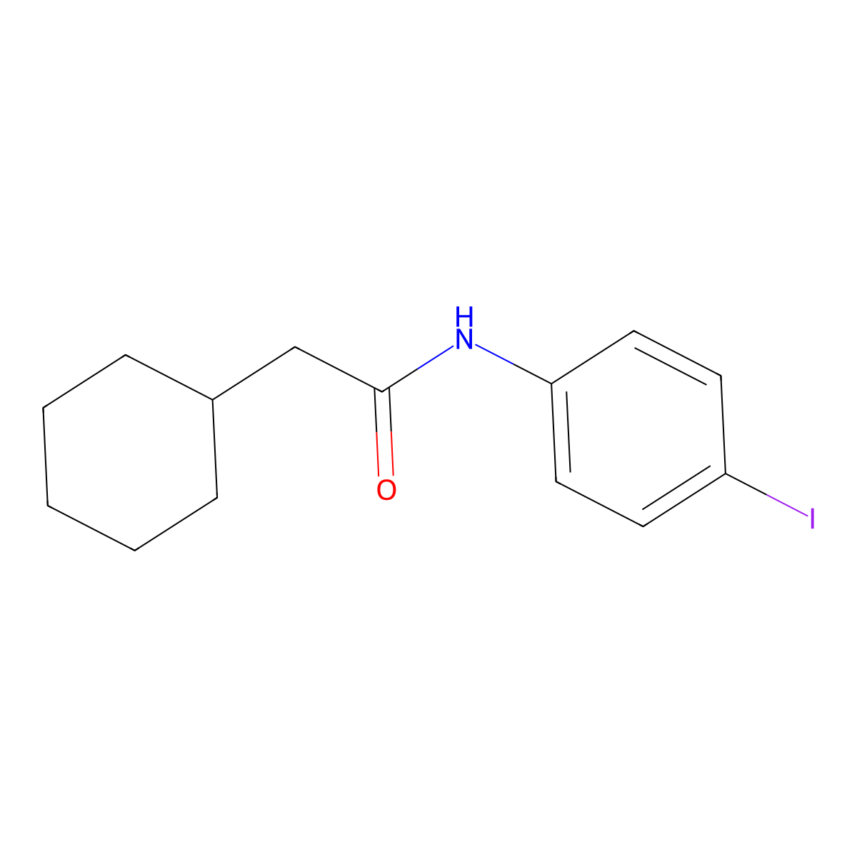 2-cyclohexyl-N-(4-iodophenyl)acetamide molecular structure, CAS 462088-32-0