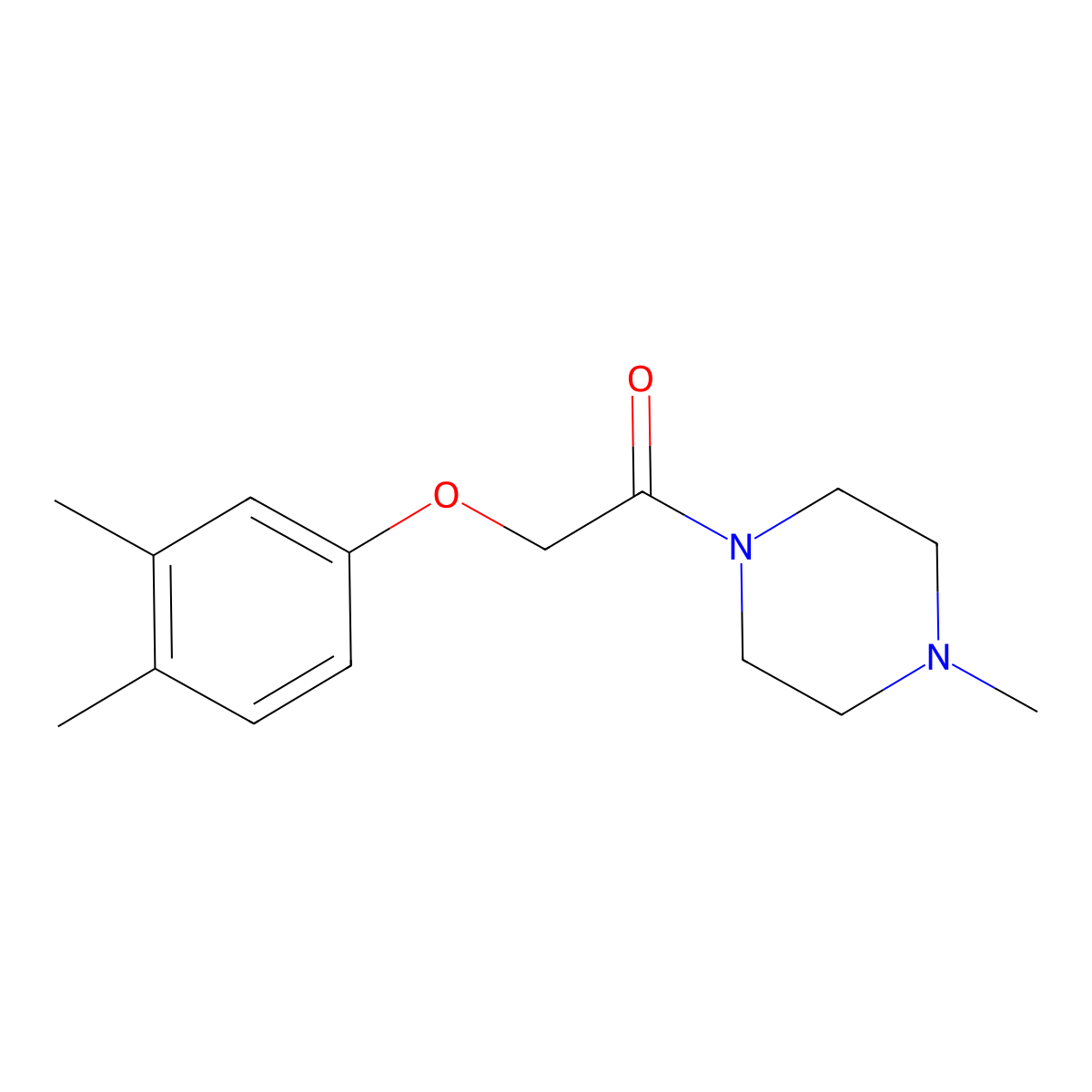 2-(3,4-Dimethylphenoxy)-1-(4-methylpiperazin-1-yl)ethanone molecular structure, CAS 462088-34-2
