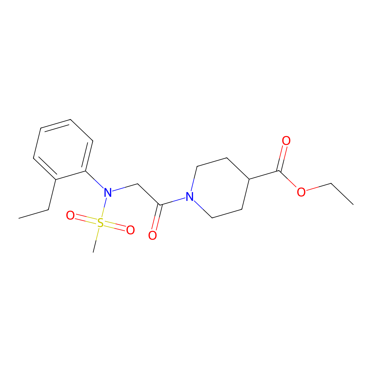 ethyl 1-[N-(2-ethylphenyl)-N-(methylsulfonyl)glycyl]piperidine-4-carboxylate molecular structure, CAS 462091-77-6